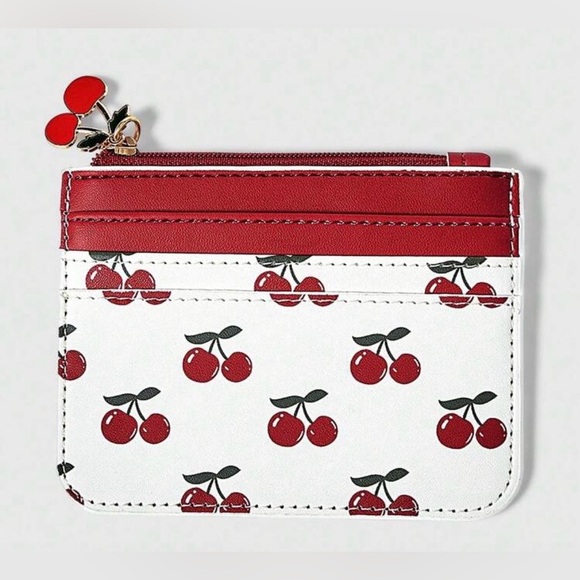 Accessories - NWOT Faux Leather Cherry Print Card Holder & Coin Purse